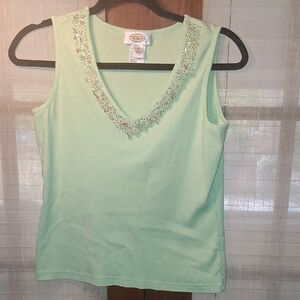 Vintage Talbots Mint Green Embellished Tank Top